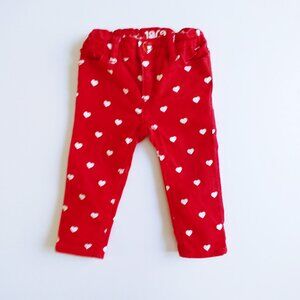 Baby Gap 1969 Red Mini Skinny Heart Print Denim Pants 12-18 Months